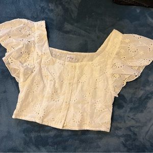 Princess Polly White Flowy Crop Top